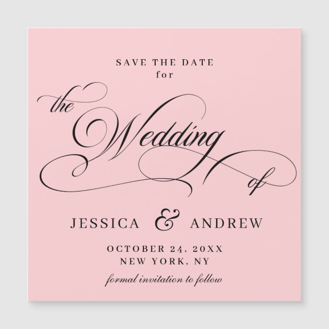 Elegant Wedding Save the Date Simple Magnetic Card (Front)