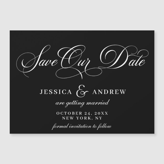 Elegant Wedding Save the Date Simple Magnetic Card (Front)