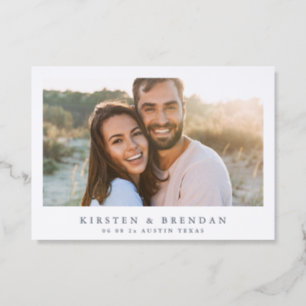 elegant wedding save the date slate grey letterpress photo cards