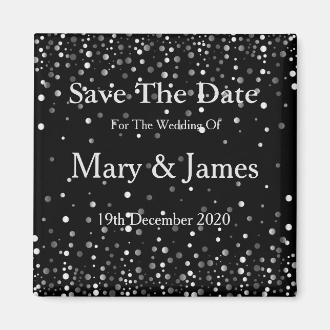 Elegant Wedding Save The Date Sparkle Magnet (Front)