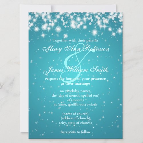 Elegant Wedding Save The Date Winter Sparkle Blue
