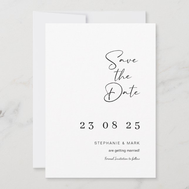 Elegant wedding save the dates minimalist invitation (Front)