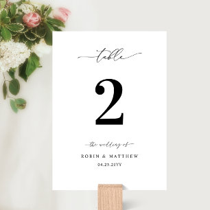 Elegant  Wedding Script Calligraphy Table Number