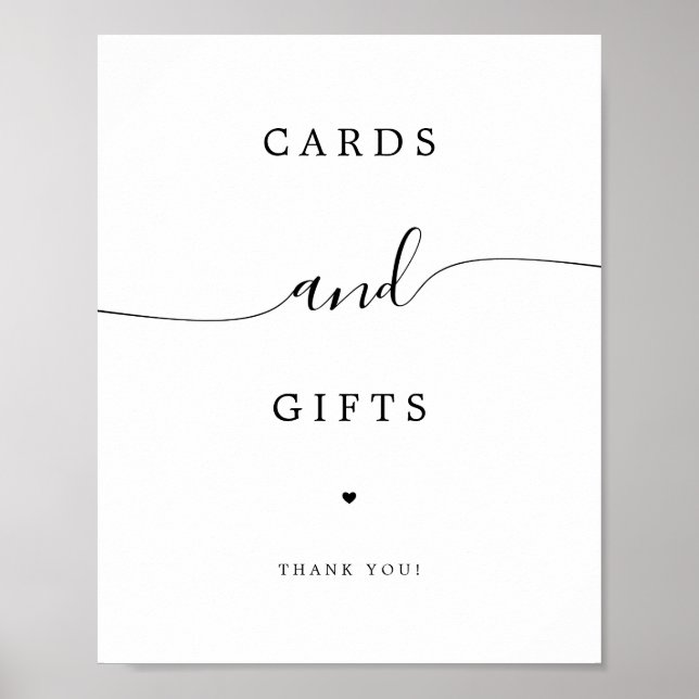 Elegant Wedding Script Cards and Gifts Table Sign (Front)