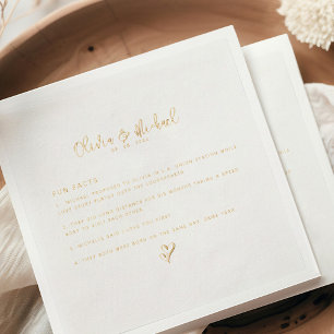 Elegant Wedding Script Fun Facts Gold Foil Napkins