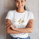 Elegant Wedding Script Gold and White Bride T-Shirt<br><div class="desc">A stylish wedding design with handwritten script typography "I do" paired with modern typography title and bride and groom names in in gold on a simple white background. The perfect design for your special day!</div>
