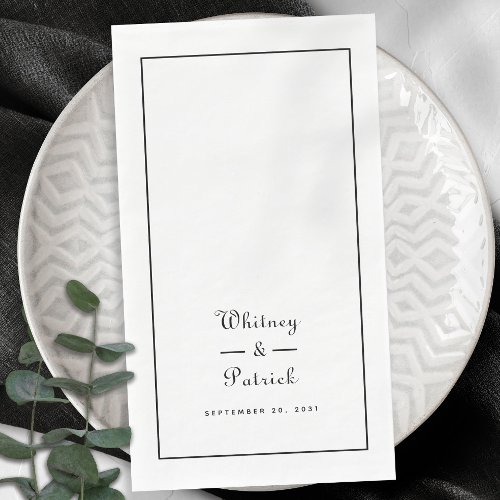 Elegant Wedding Script Minimalist Black White Chic Paper Guest Towels