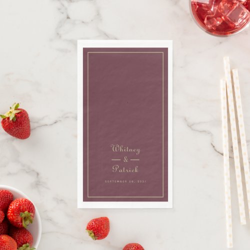 Elegant Wedding Script Minimalist Burgundy Gold Paper Guest Towels