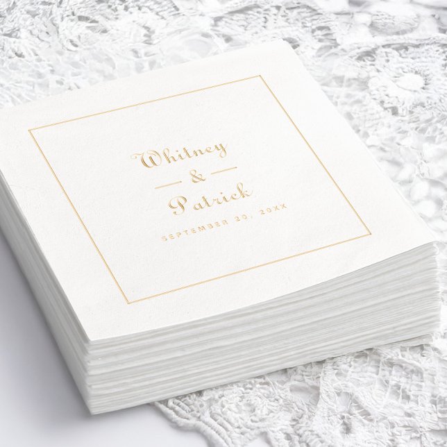Elegant Wedding Script Minimalist Chic Gold Foil Napkins (Elegant Wedding Script Minimalist Chic Gold Foil Napkins)
