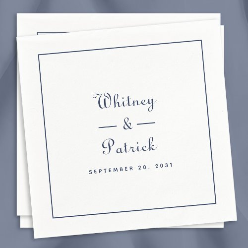 Elegant Wedding Script Minimalist Navy Blue Chic Napkins