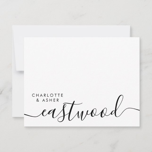Elegant Wedding Script Monogram Note Card (Front)