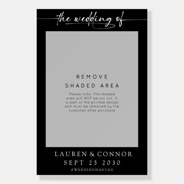 Elegant Wedding Script Photo Booth Selfie Prop  Foam Board (Front)