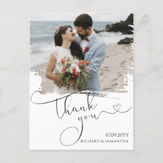 Elegant Wedding Script Thank You Photo Postcard