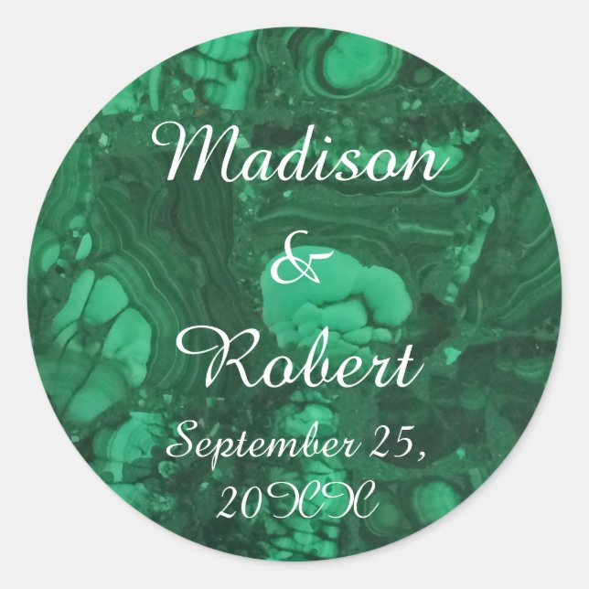Elegant Wedding Seal Bright Green Swirled Gemstone (Front)