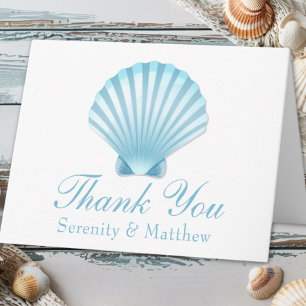 Elegant Wedding Seashell Blue Nautical Thank You Card