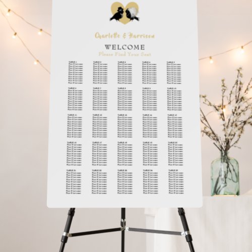 Elegant Wedding Seat Chart Table Number Love Birds Foam Board