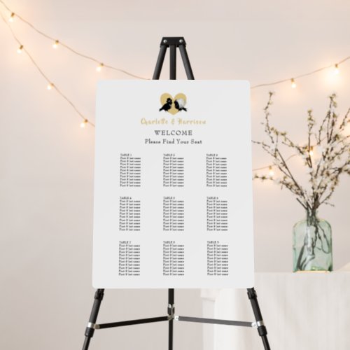 Elegant Wedding Seat Chart Table Number Love Birds Foam Board