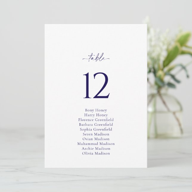 Elegant Wedding Seating Card with Table Number (Standing Front)
