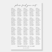 Elegant Wedding Seating Chart 20 Table
