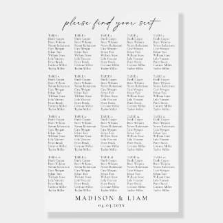 Elegant Wedding Seating Chart 20 Table Foam Board