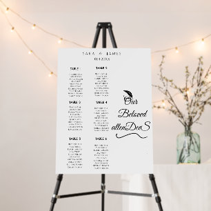 Elegant Wedding Seating Chart 6 tables Foam Board