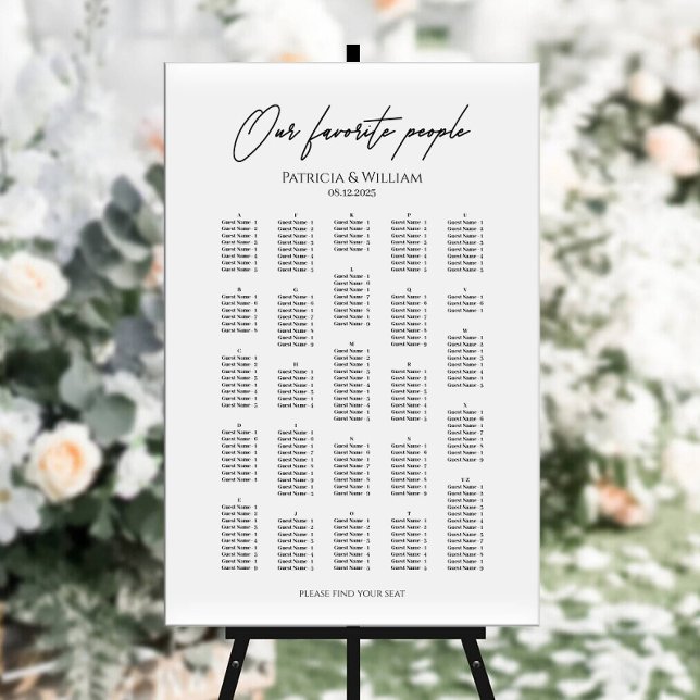 Elegant wedding seating chart alphabetical (Creator Uploaded)