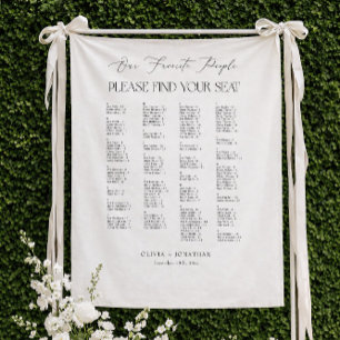 Elegant Wedding Seating Chart Alphabetical Fabric Tapestry