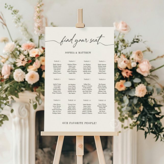 Elegant Wedding Seating Chart Foam Board (elegant formal wedding sign)