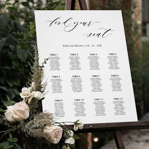 Elegant Wedding Seating Chart Sign | Zazzle