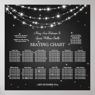 Elegant Wedding Seating Chart Sparkling Chain Blac Poster