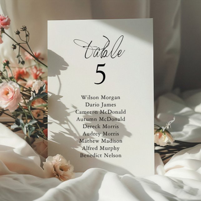 Elegant Wedding Seating Chart Table Card (Creator Uploaded)