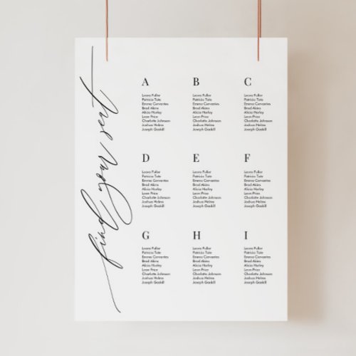 Elegant Wedding Seating Chart Template with Script Faux Canvas Print