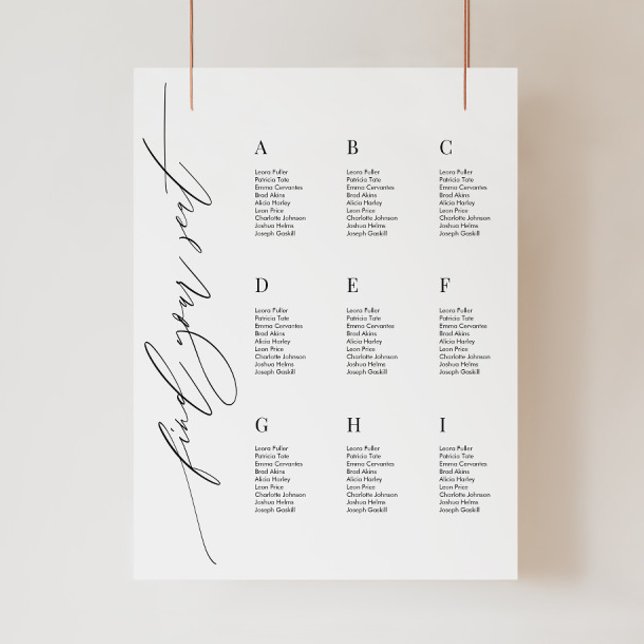 Elegant Wedding Seating Chart Template with Script Faux Canvas Print (Creator Uploaded)