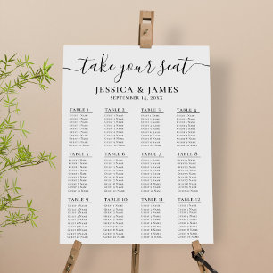 Elegant Wedding Seating Chart With 12 Tables Foam Board