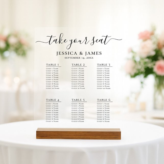 Elegant Wedding Seating Chart With 6 Tables (Creator Uploaded)