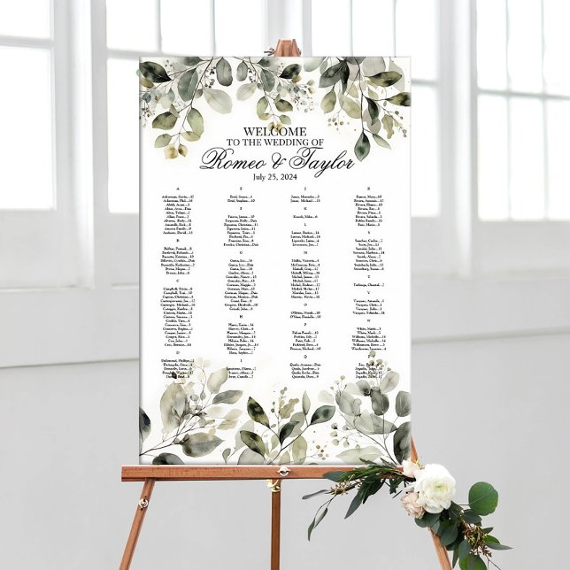 Elegant wedding seating chart with greenery (Creator Uploaded)