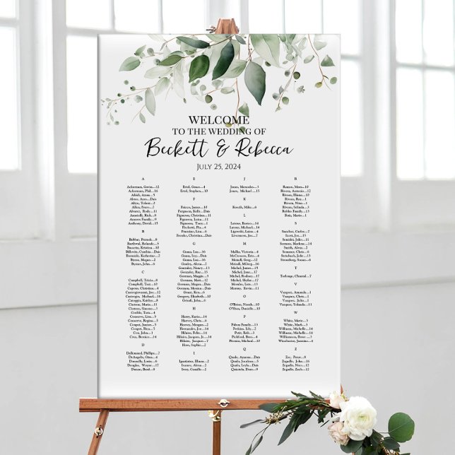 Elegant wedding seating chart with greenery (Creator Uploaded)