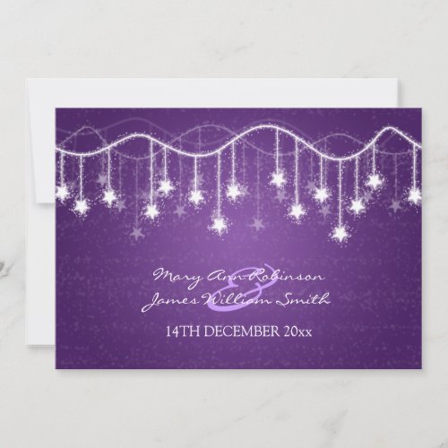 Elegant Wedding Shimmering Stars Purple Invitation