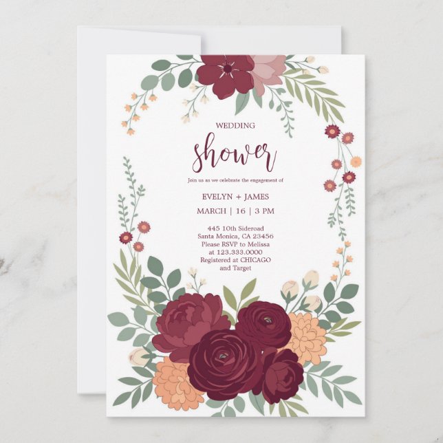 Elegant Wedding Shower Invitation Card (Front)