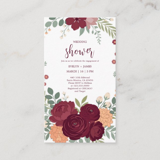 Elegant Wedding Shower Invitation Card (Front)