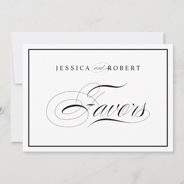 Elegant Wedding Sign Guest Favors Black Border (Front)