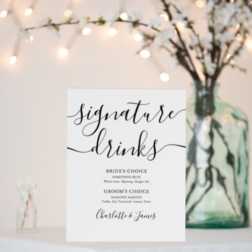 Elegant Wedding Signature Drinks Sign 
