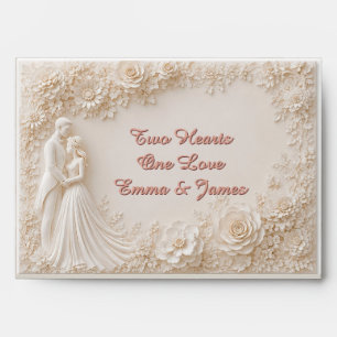 🌸 Elegant Wedding Silhouette Ivory Floral Paper Envelope