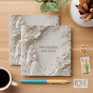 🌸 Elegant Wedding Silhouette Ivory Floral Paper Envelope