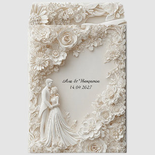 🌸 Elegant Wedding Silhouette Ivory Floral Paper Envelope Mailers