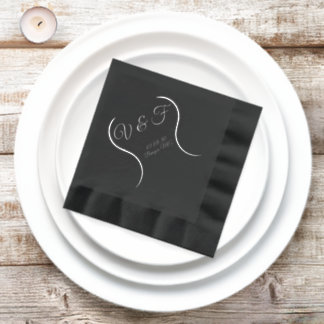Elegant Wedding Silver/Black Foil Napkins