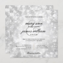 Elegant Wedding Silver Champagne Bokeh Invitation