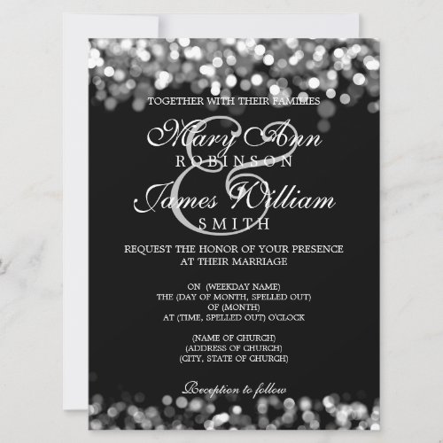 Elegant Wedding Silver Lights Invitation