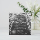 Elegant Wedding Silver String Lights Invitation (Standing Front)