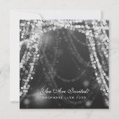 Elegant Wedding Silver String Lights Invitation (Back)